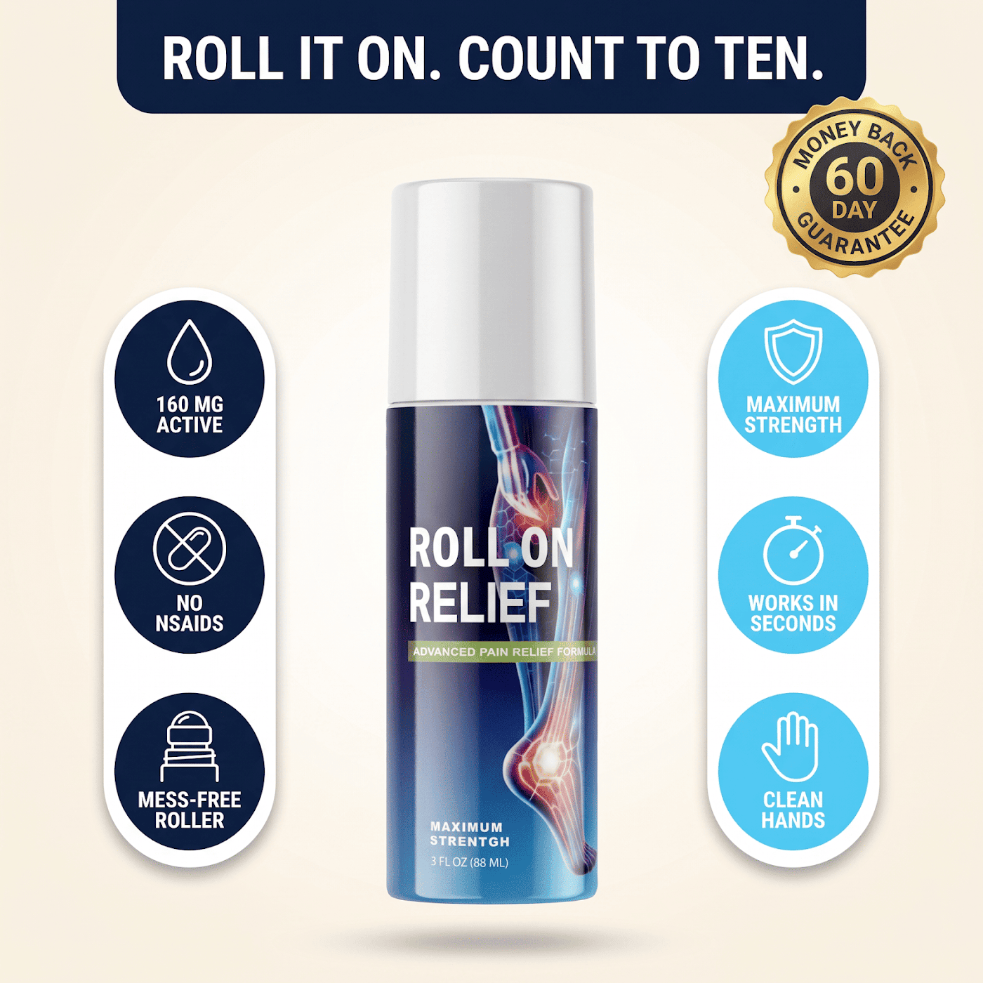 Roll On Relief Pain Reliever Bottle